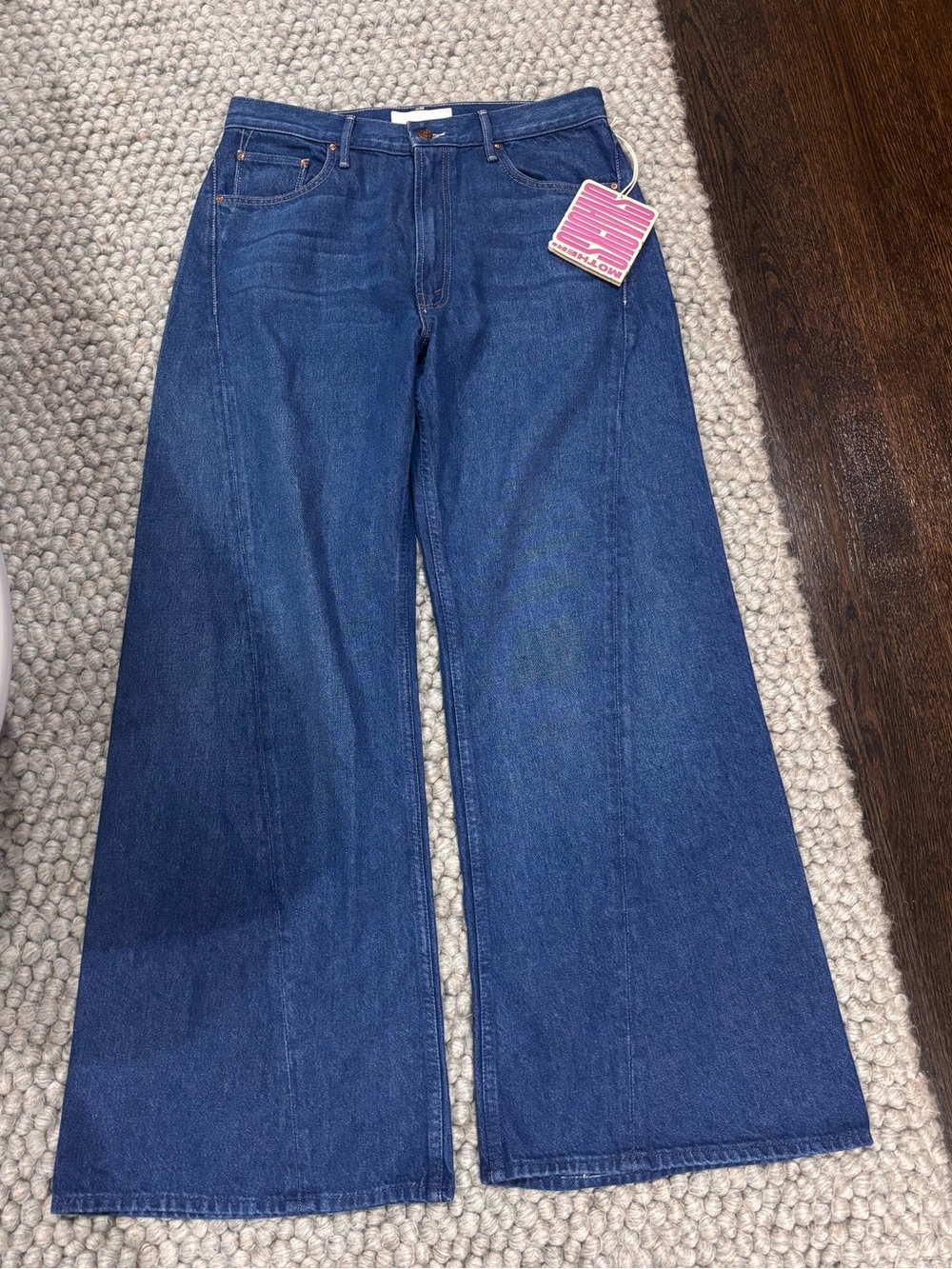 MOTHER Wide-Leg Denim Jeans — Dark Blue Lemon Twist Yes Chef size 30 NWT